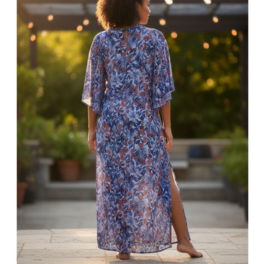 JunaRose Red White Blue Chiffon Maxi Dress SIZE 14 Wedding Party Flattering $90 - Picture 4 of 10